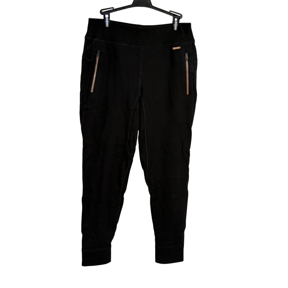 Sweaty Betty Merino‎ Wool Blend Black Joggers w/Rose Gold Tone Zippers Size S